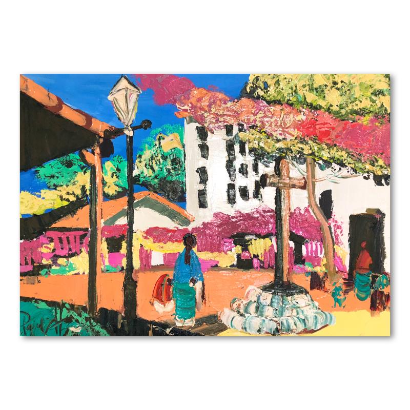Paul Blaine Henrie (1932-1999) "Afternoon On Olivera: "Afternoon on Olivera St" is an original oil painting on stretched canvas by Paul Blaine Henrie (1932-1999). The piece is hand signed by the artist and comes with a letter of authenticity. Please note