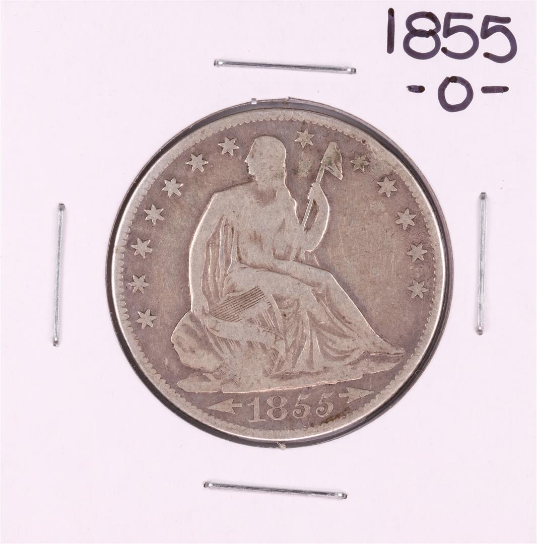 1855-O Seated Liberty Half Dollar Coin: One 1855-O Seated Liberty Half Dollar Coin.