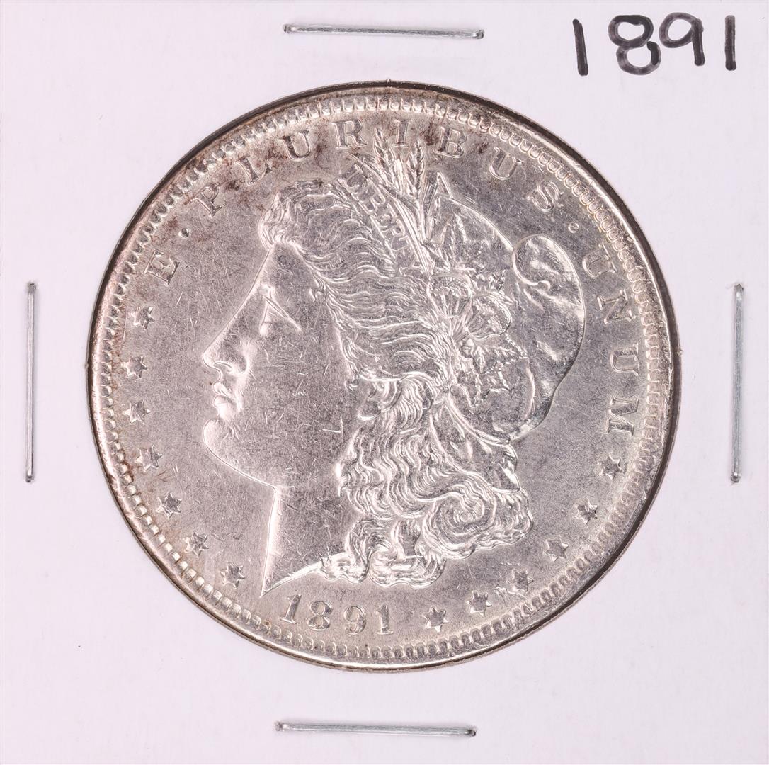 1891 $1 Morgan Silver Dollar Coin: One 1891 $1 Morgan Silver Dollar Coin.