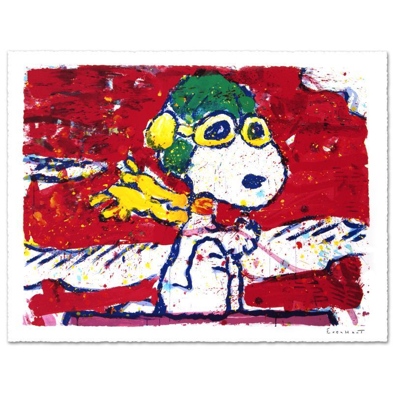 Tom Everhart "Low Fat Meal Over Santa Monica" Limited: "Low Fat Meal Over Santa Monica" is a limited edition hand pulled original lithograph on museum quality deckle-edge paper, numbered and hand signed by Tom Everhart. This is one of the final Everhart e