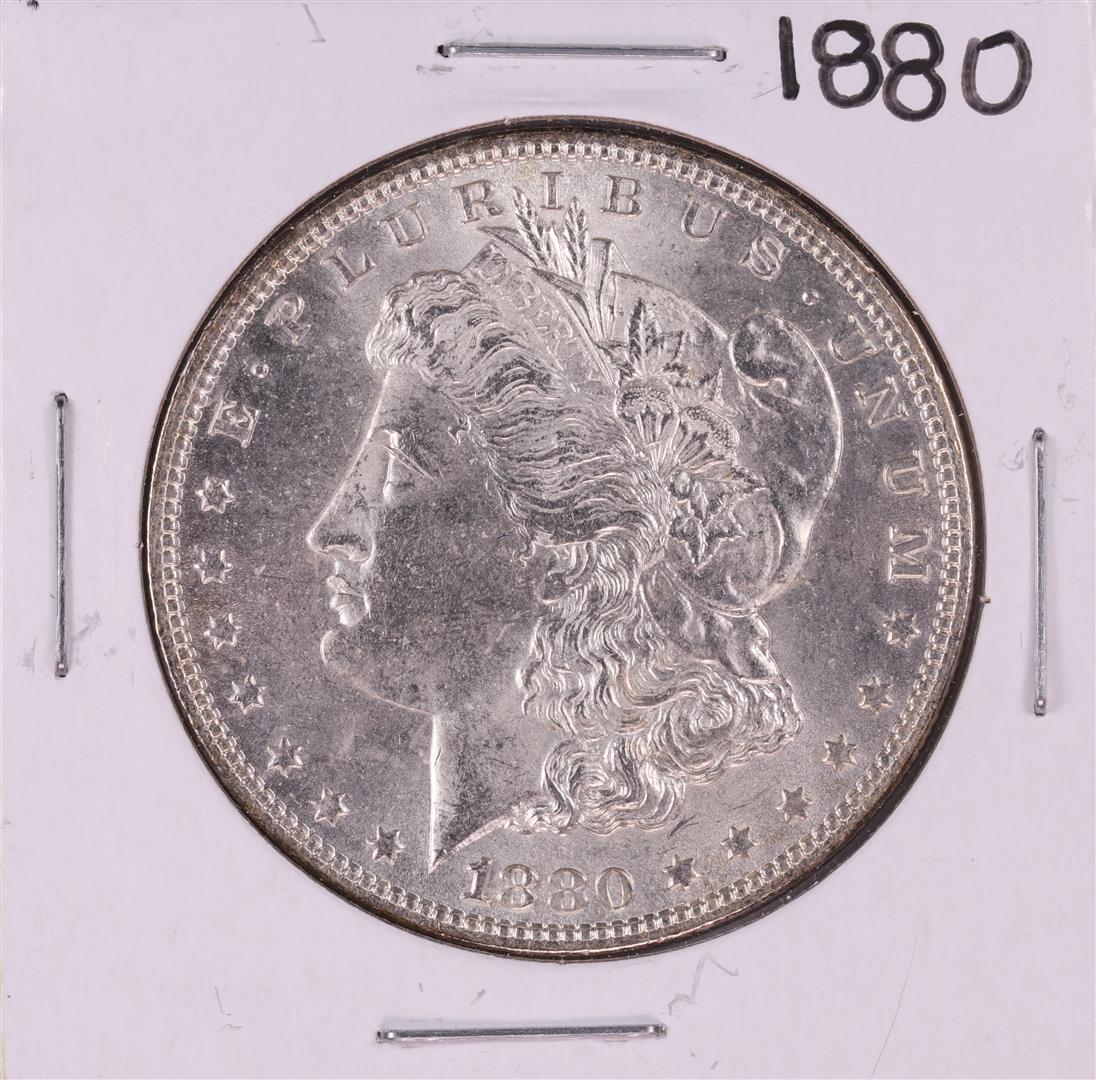 1880 $1 Morgan Silver Dollar Coin: One 1880 $1 Morgan Silver Dollar Coin.