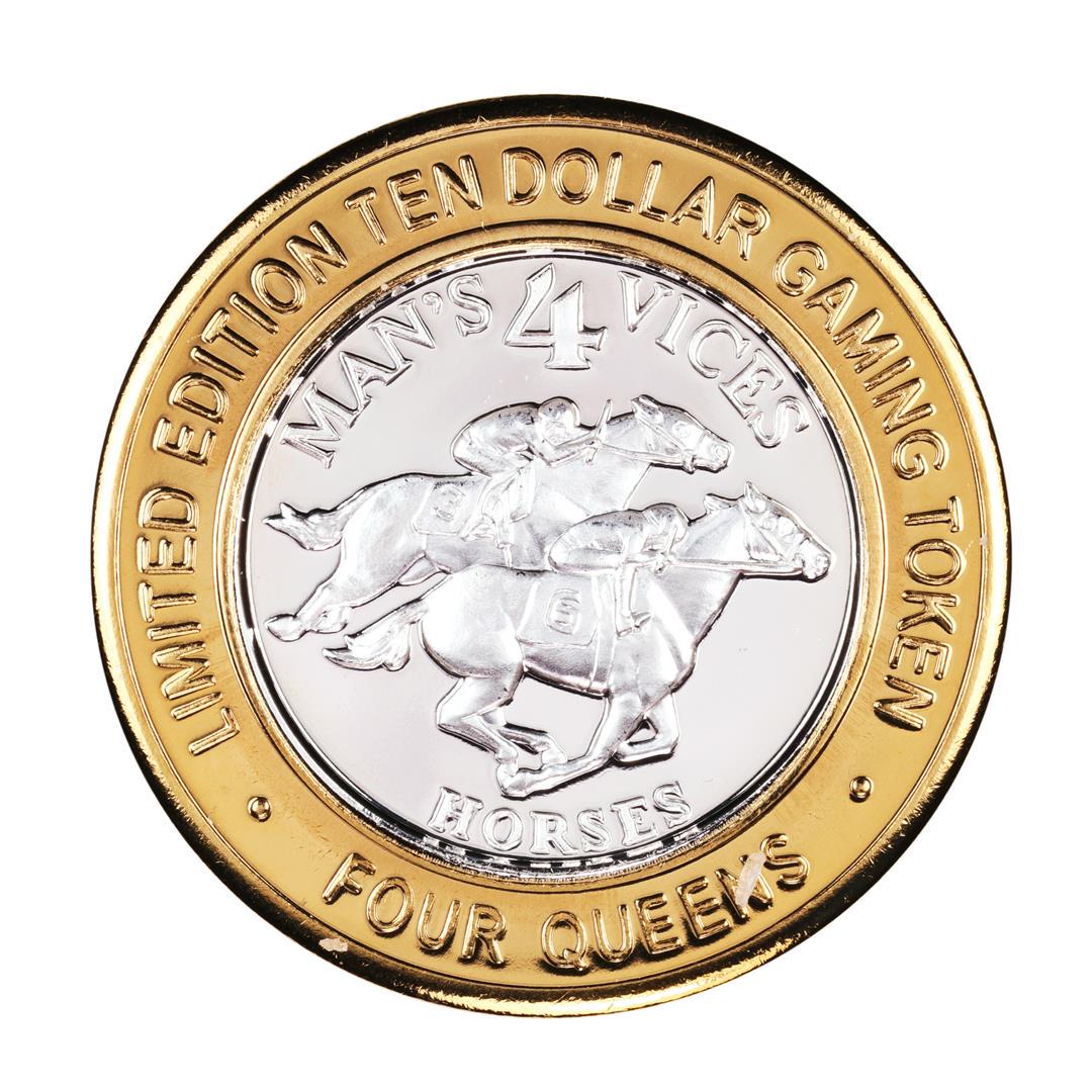 .999 Fine Silver Four Queens Casino Las Vegas $10: One .999 Fine Silver Four Queens Casino Las Vegas $10 Limited Edition Gaming Token.