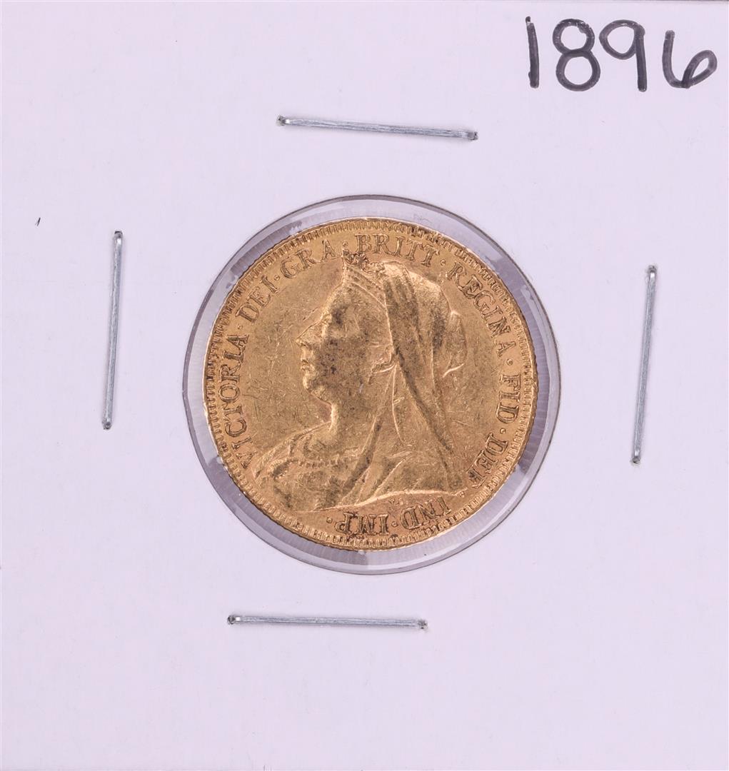 1896 Great Britain Sovereign Gold Coin: One 1896 Great Britain Sovereign Gold Coin.