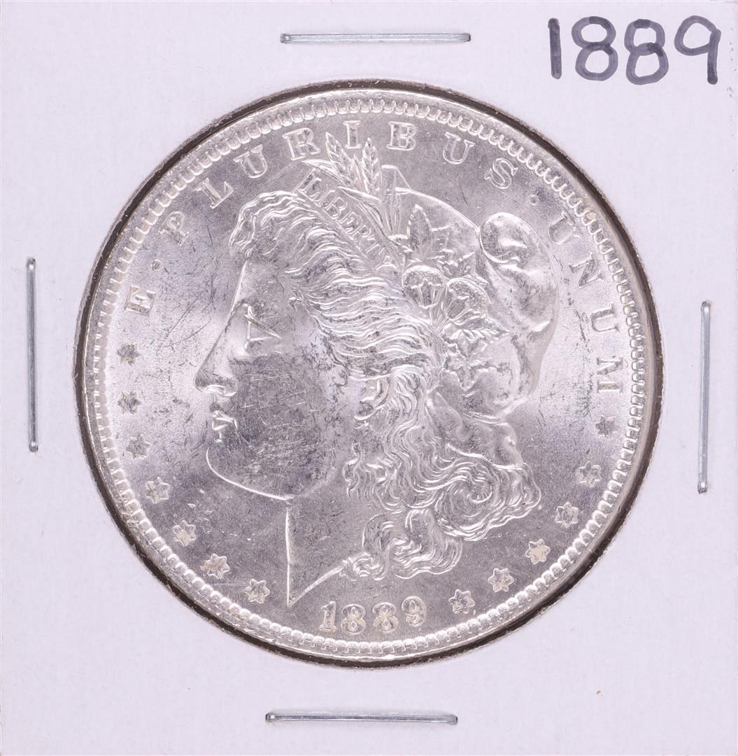 1889 $1 Morgan Silver Dollar Coin: One 1889 $1 Morgan Silver Dollar Coin.