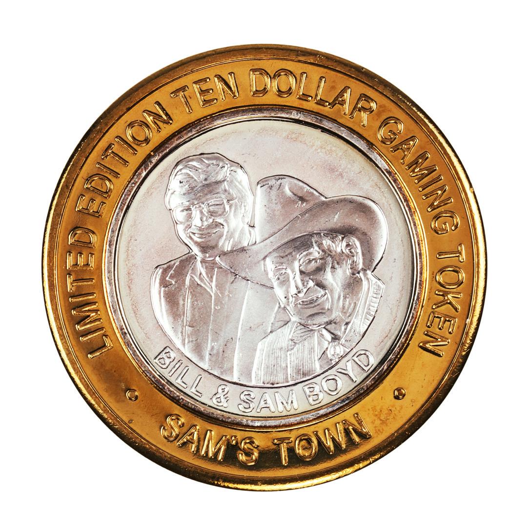.999 Silver Sam's Town Las Vegas Nevada $10 Casino: One .999 Silver Sam's Town Las Vegas Nevada $10 Casino Limited Edition Gaming Token.