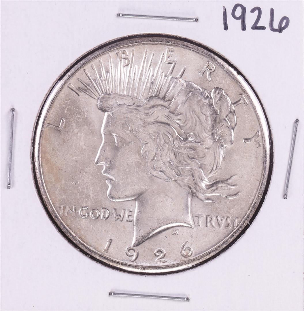 1926 $1 Peace Silver Dollar Coin: One 1926 $1 Peace Silver Dollar Coin.