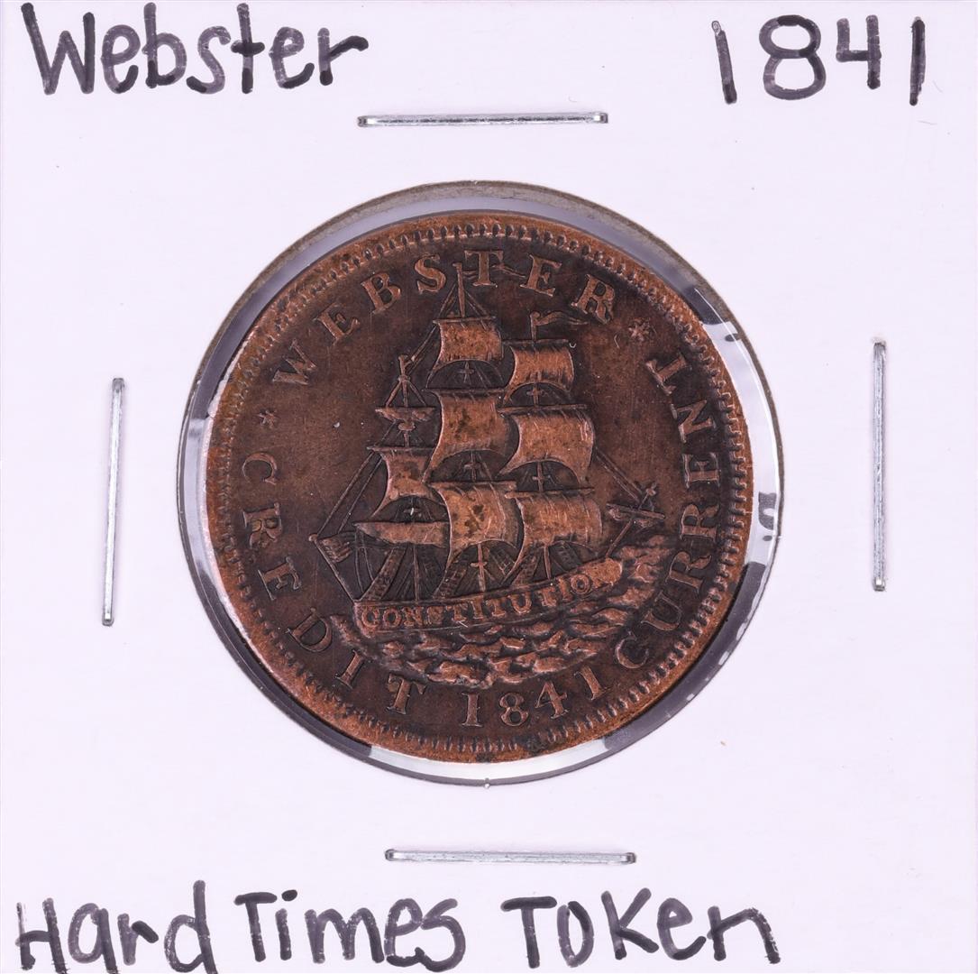 1841 Daniel Webster Hard times Token: One 1841 Daniel Webster Hard times Token.