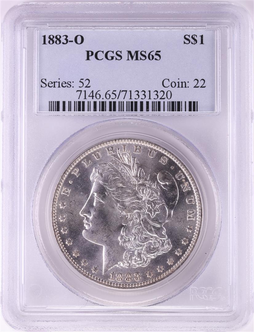1883-O $1 Morgan Silver Dollar Coin PCGS MS65: One 1883-O $1 Morgan Silver Dollar Coin PCGS MS65.