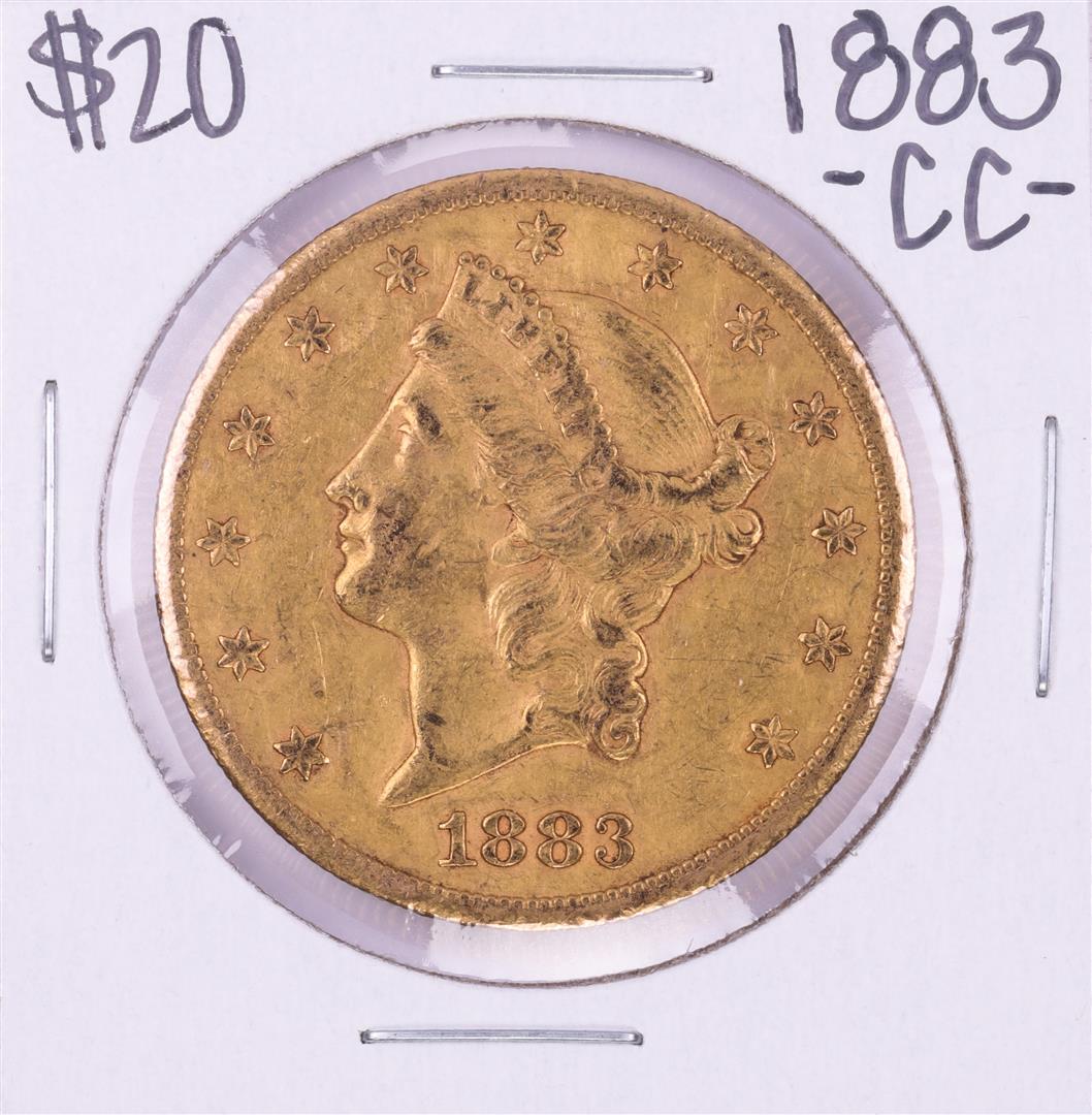 1883-CC $20 Liberty Head Double Eagle Gold Coin: One 1883-CC $20 Liberty Head Double Eagle Gold Coin.