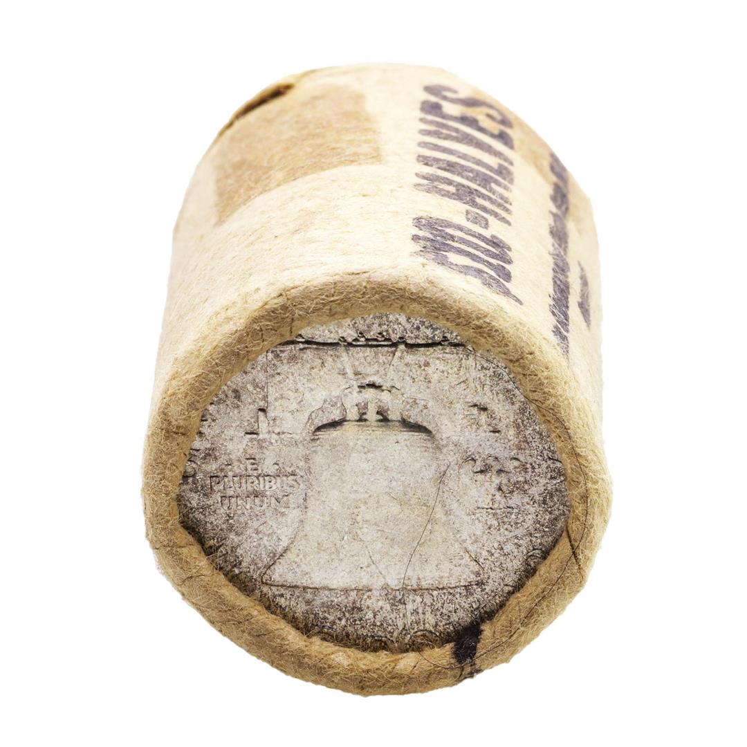 Original Bank Wrapped Roll of (20) Brilliant: One Original Bank Wrapped Roll of (20) Brilliant Uncirculated 1954 Franklin Half Dollar Coins.
