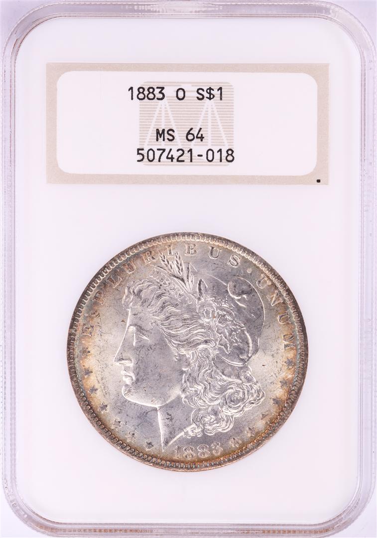 1883-O $1 Morgan Silver Dollar Coin NGC MS64 Old Holder: One 1883-O $1 Morgan Silver Dollar Coin NGC MS64 Old Holder. NGC Certified.