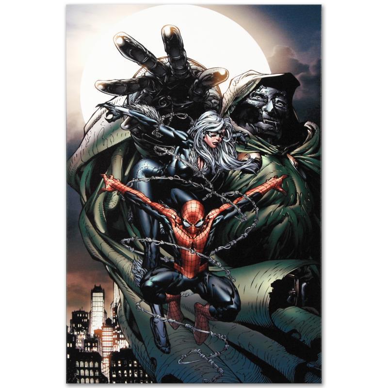 Marvel Comics "Spider-Man Unlimited #14" Limited: A piece of comic book history, this limited edition, from original art by David Finch, depicts Black Cat, Dr. Doom, and Spider-Man. In 2003, Finch came to Marvel Comics for a year-long arc on Ultimate