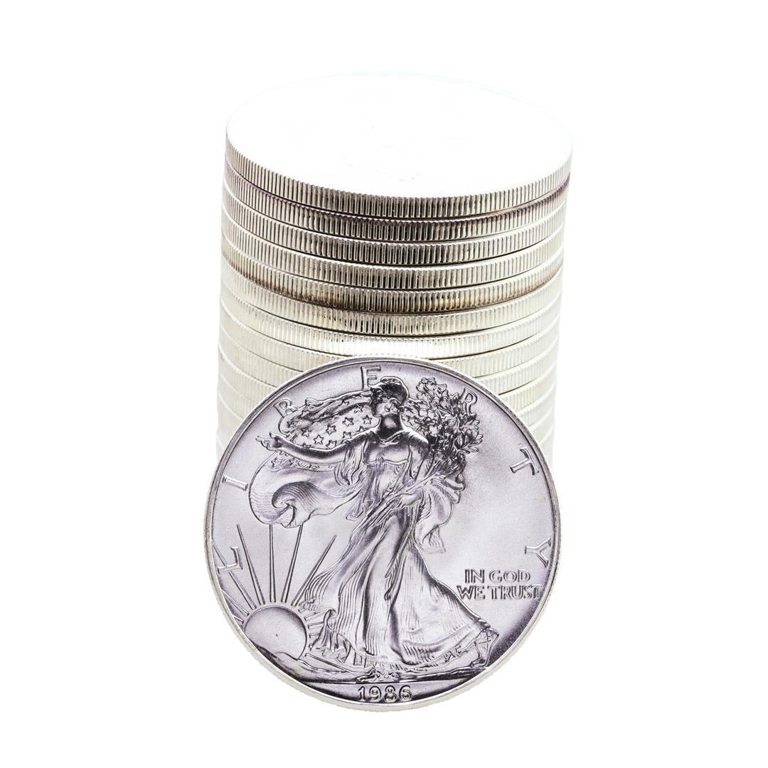 Roll of (20) Brilliant Uncirculated 1986 $1 American: One Roll of (20) Brilliant Uncirculated 1986 $1 American Silver Eagle Coins.