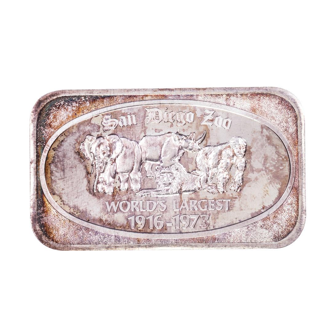 1973 U.S. Silver Corporation San Diego Zoo 1oz .999: One 1973 U.S. Silver Corporation San Diego Zoo 1oz .999 Fine Silver Art Bar.
