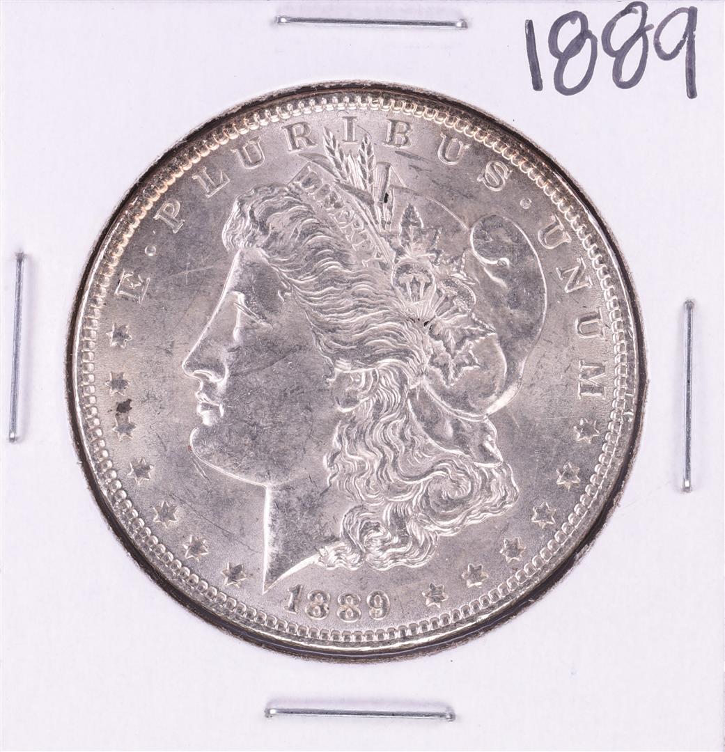 1889 $1 Morgan Silver Dollar Coin: One 1889 $1 Morgan Silver Dollar Coin.