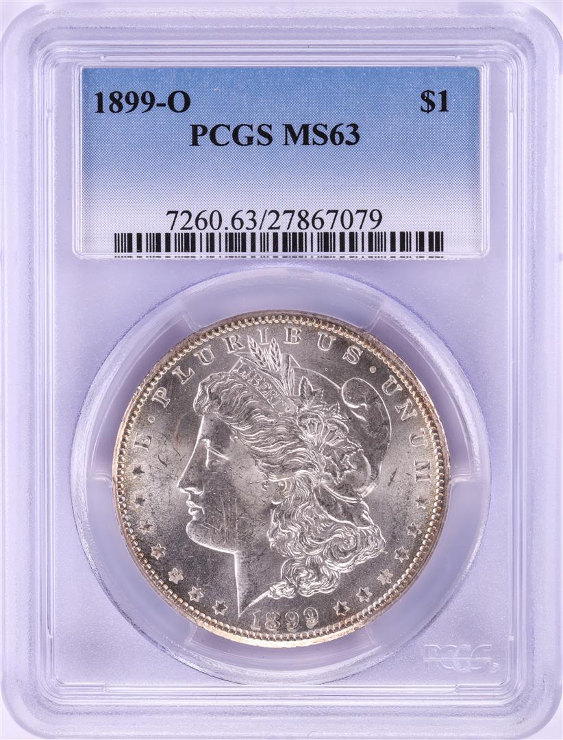 1899-O $1 Morgan Silver Dollar Coin PCGS MS63: One 1899-O $1 Morgan Silver Dollar Coin PCGS MS63. PCGS Graded.