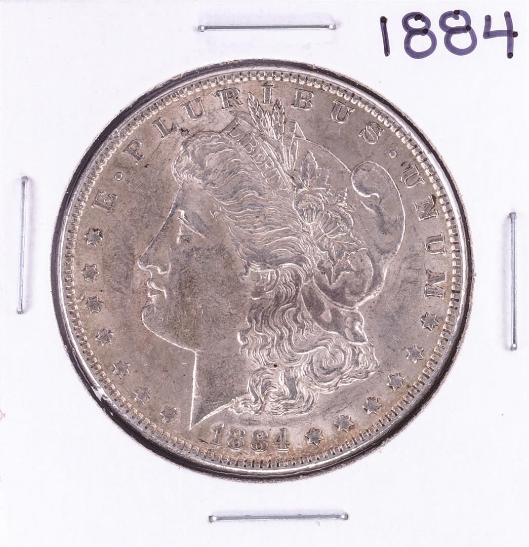 1884 $1 Morgan Silver Dollar Coin: One 1884 $1 Morgan Silver Dollar Coin.