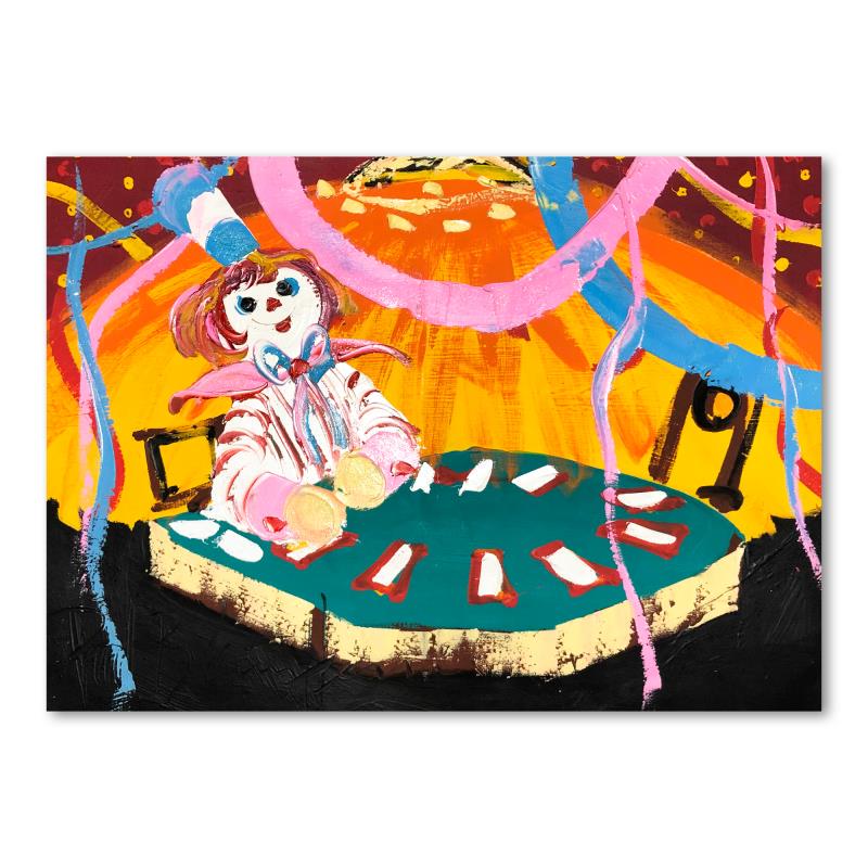 Henrie (1932-1999) "Blackjack Beats 21" Original Oil on: "Blackjack Beats 21" is an original oil painting on stretched canvas by Paul Blaine Henrie (1932-1999). The piece is hand signed by the artist and comes with a letter of authenticity. Please note that