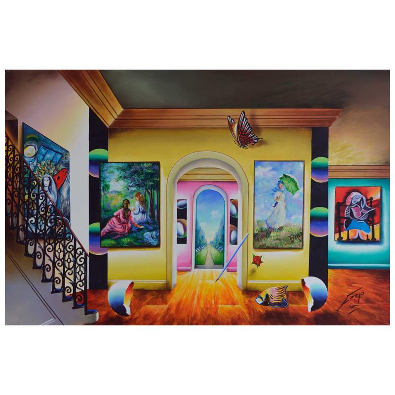 Ferjo "Masters Wonderful Ga" Original Oil on Canvas: "Masters Wonderful Ga" is an original painting, oil on stretched canvas, by Ferjo. Hand signed by the artist, this piece comes with a letter of authenticity. Measures approx. 24" x 36" (image).