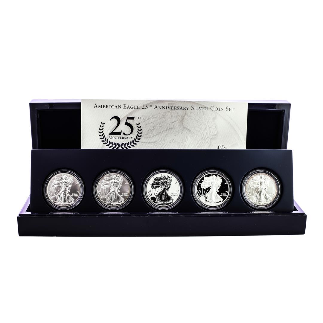 2011 American Silver Eagle 25th Anniversary Coin Set w/: One 2011 American Silver Eagle 25th Anniversary Coin Set w/ Box & COA.
