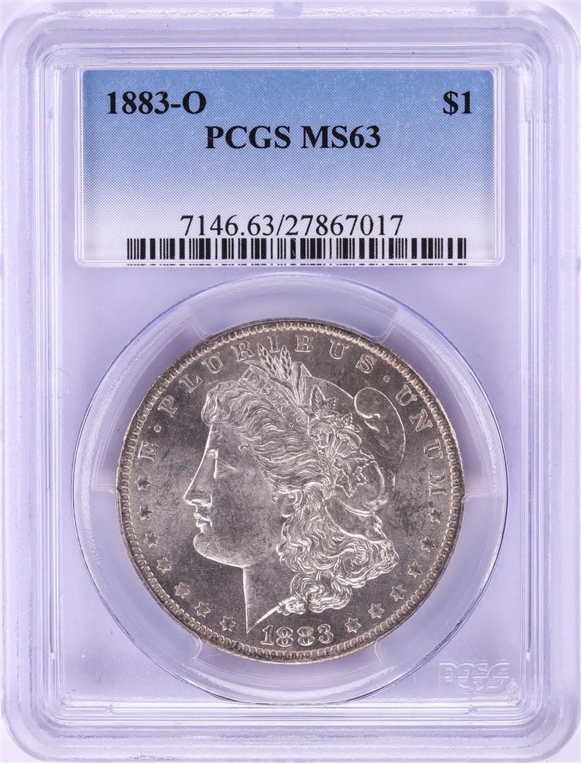 1883-O $1 Morgan Silver Dollar Coin PCGS MS63: One 1883-O $1 Morgan Silver Dollar Coin PCGS MS63. PCGS Graded.