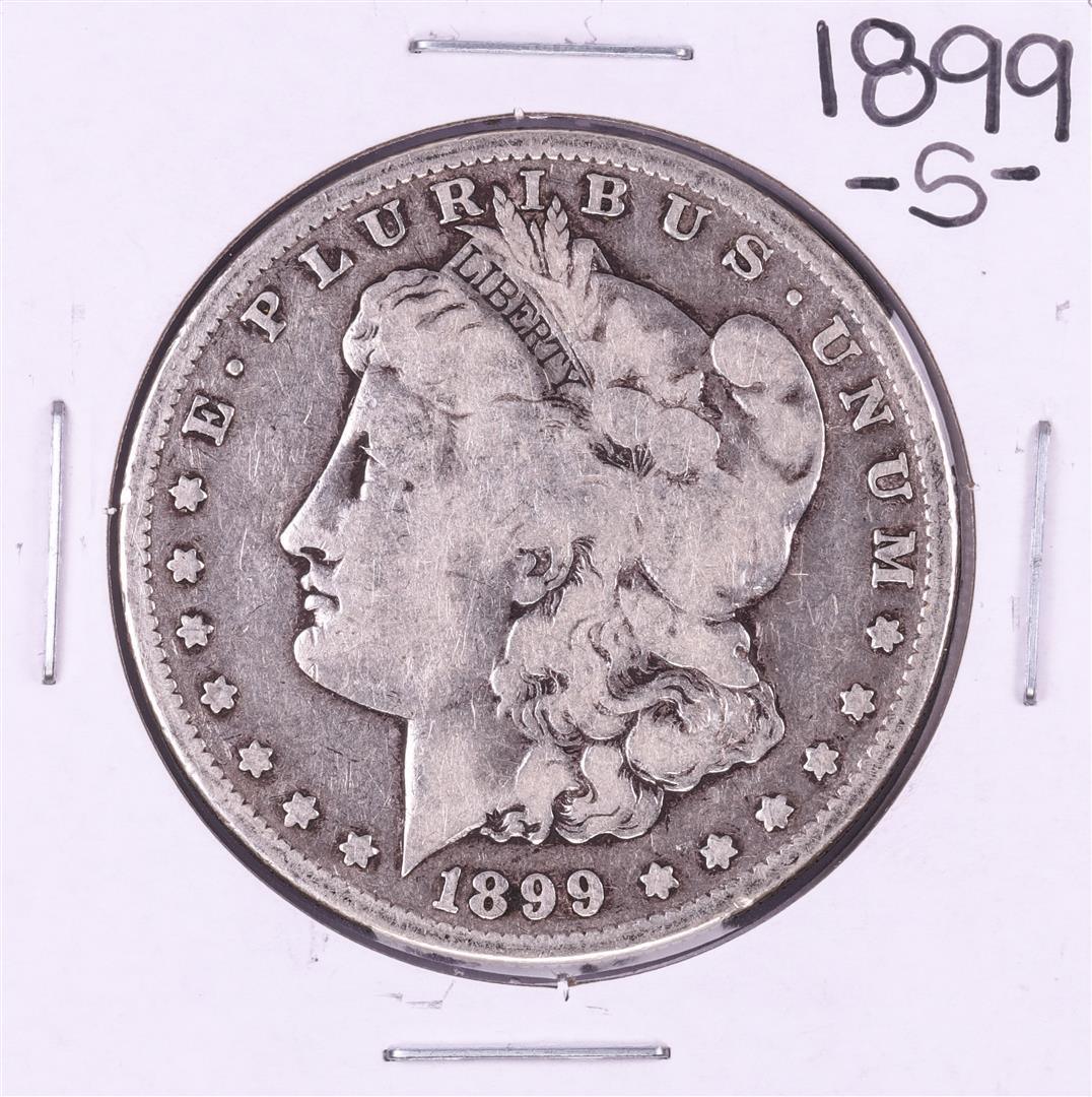 1899-S $1 Morgan Silver Dollar Coin: One 1899-S $1 Morgan Silver Dollar Coin.