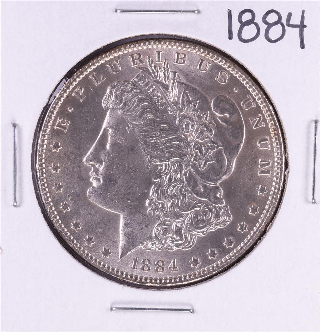 1884 $1 Morgan Silver Dollar Coin: One 1884 $1 Morgan Silver Dollar Coin.