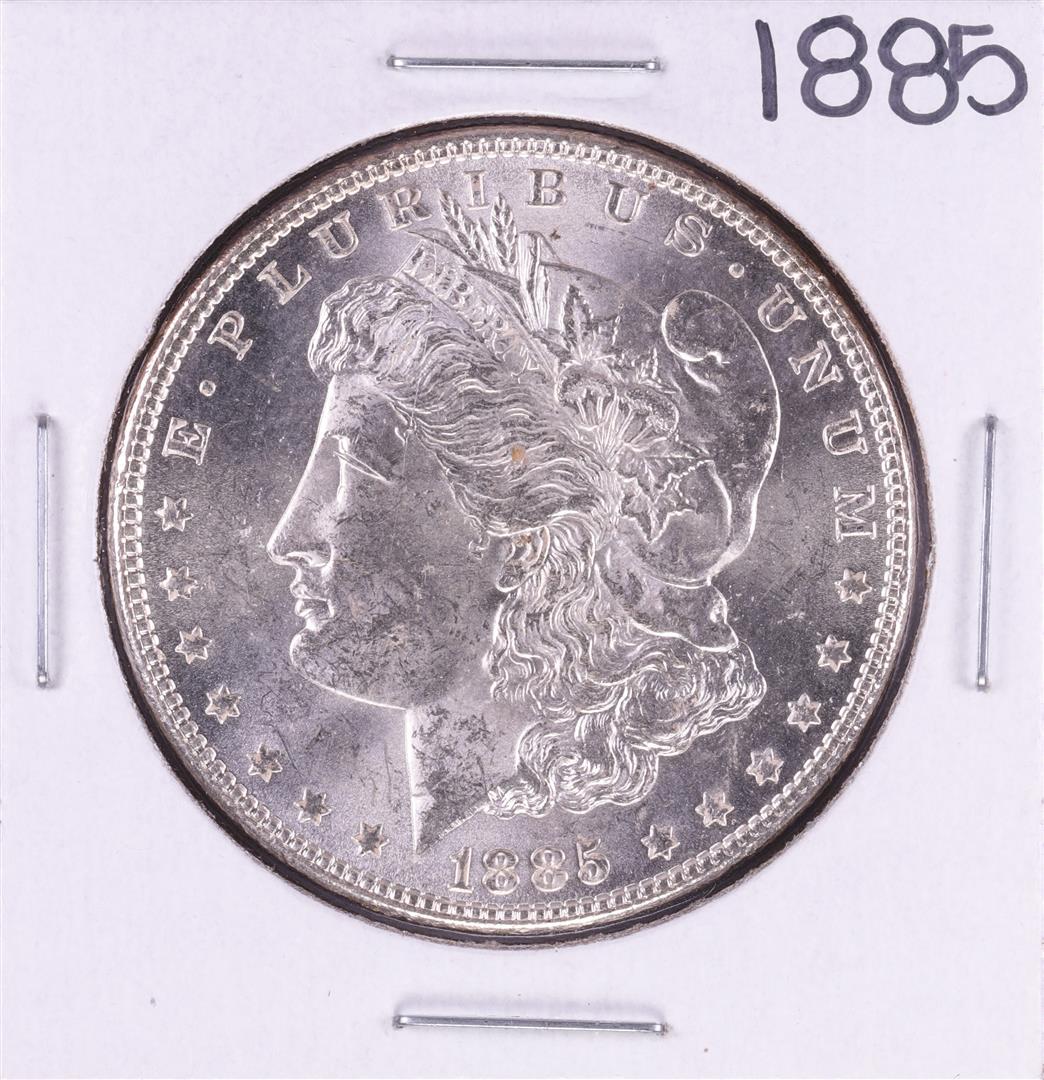 1885 $1 Morgan Silver Dollar Coin: One 1885 $1 Morgan Silver Dollar Coin.