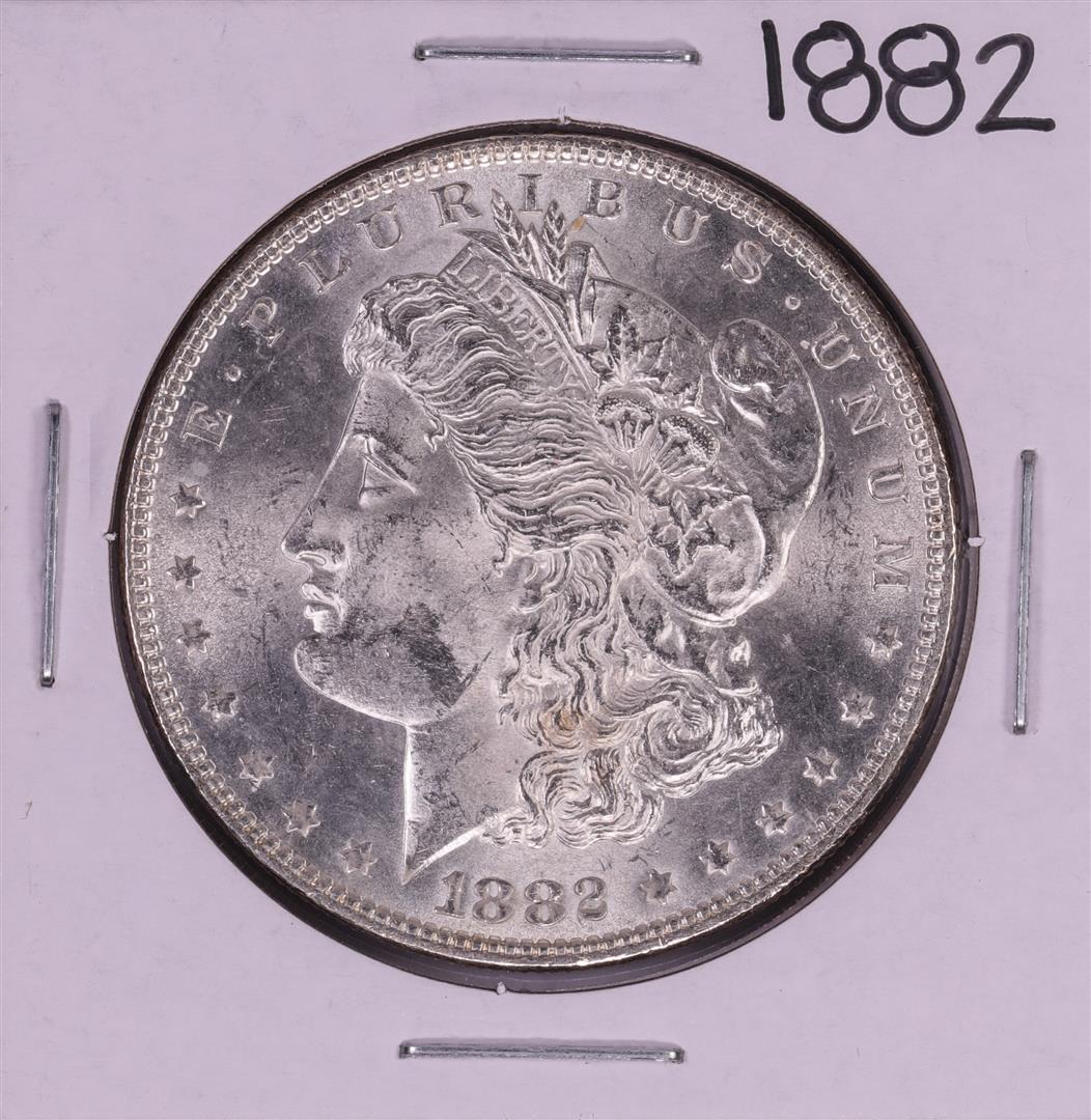1882 $1 Morgan Silver Dollar Coin: One 1882 $1 Morgan Silver Dollar Coin.