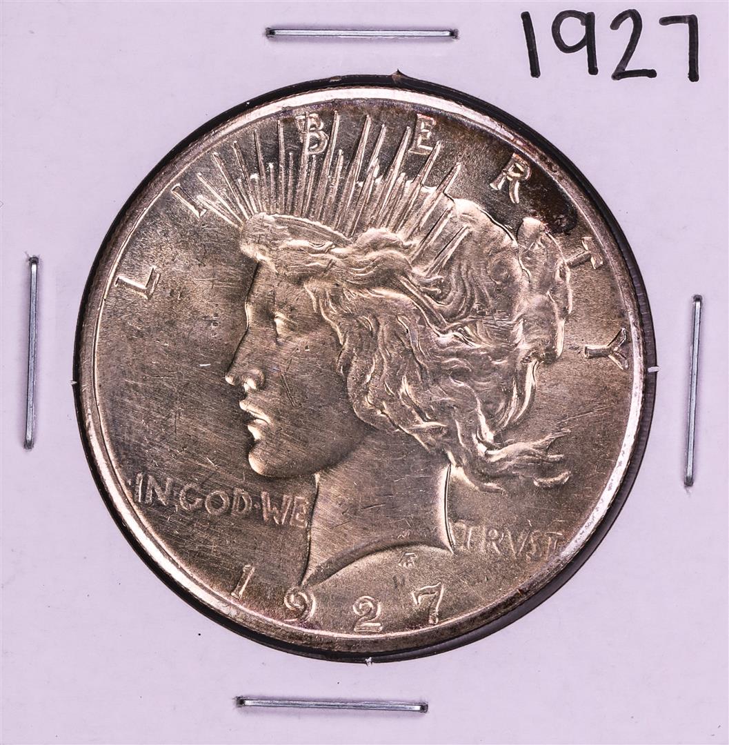 1927 $1 Peace Silver Dollar Coin: One 1927 $1 Peace Silver Dollar Coin.