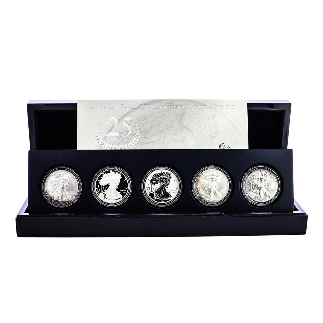 2011 American Silver Eagle 25th Anniversary Coin Set w/: One 2011 American Silver Eagle 25th Anniversary Coin Set w/ Box & COA.