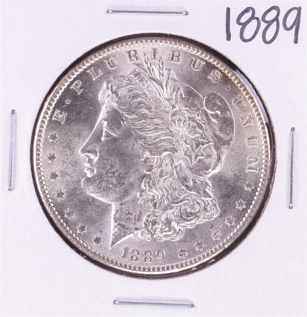 1889 $1 Morgan Silver Dollar Coin: One 1889 $1 Morgan Silver Dollar Coin.
