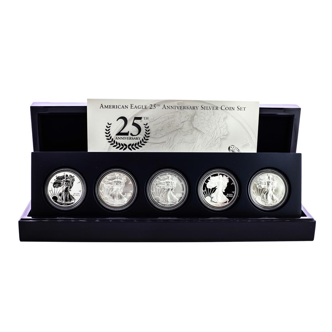 2011 American Silver Eagle 25th Anniversary Coin Set w/: One 2011 American Silver Eagle 25th Anniversary Coin Set w/ Box & COA.