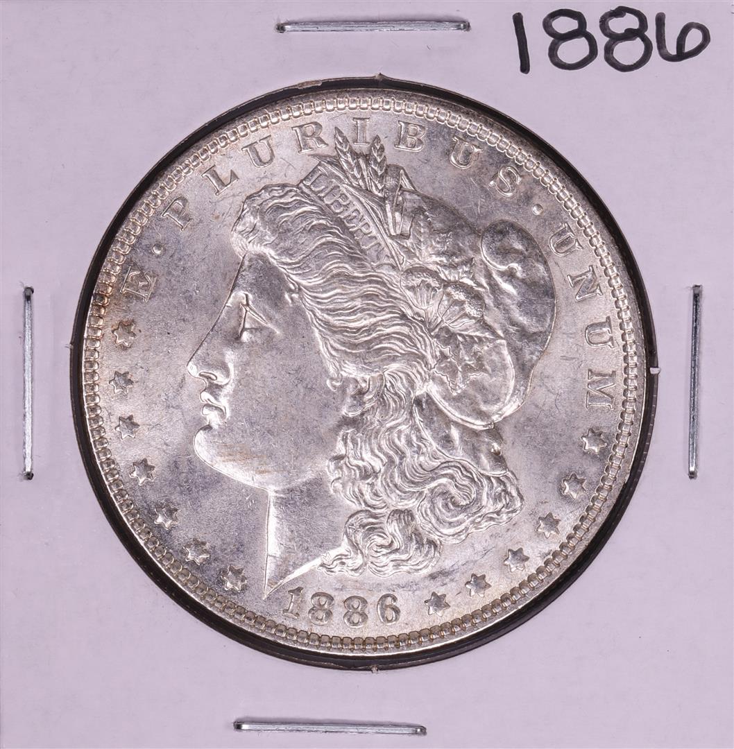 1886 $1 Morgan Silver Dollar Coin: One 1886 $1 Morgan Silver Dollar Coin.