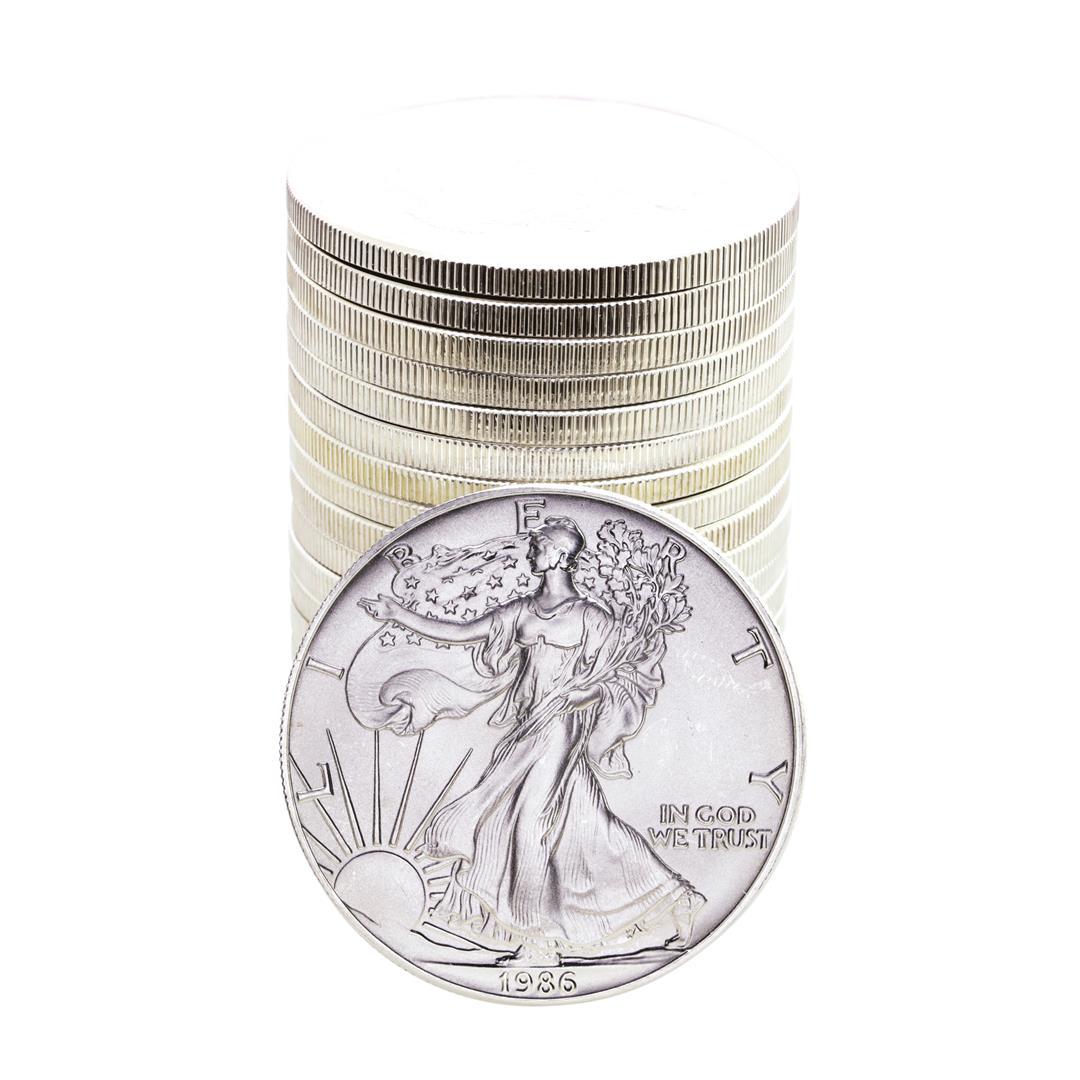 Roll of (20) Brilliant Uncirculated 1986 $1 American: One Roll of (20) Brilliant Uncirculated 1986 $1 American Silver Eagle Coins.