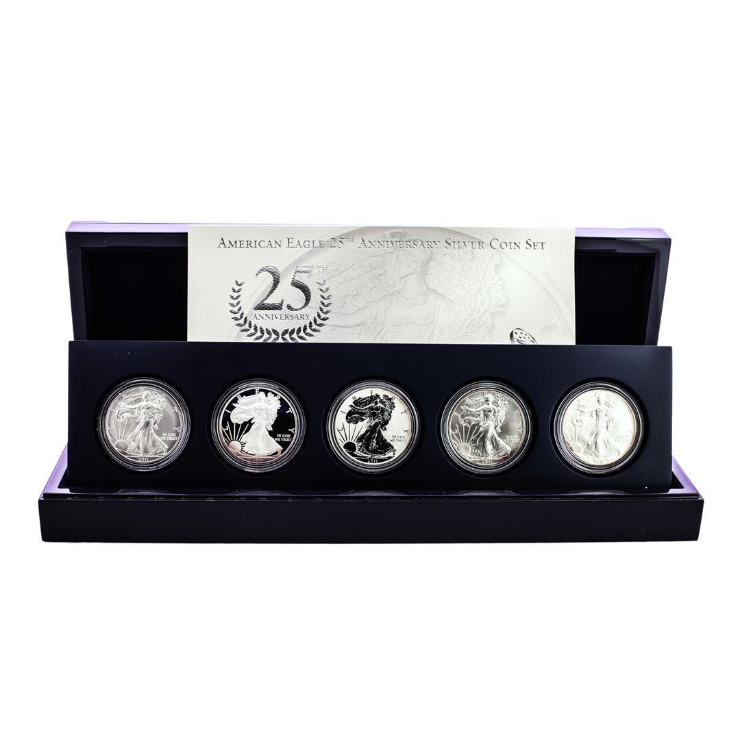 2011 American Silver Eagle 25th Anniversary Coin Set w/: One 2011 American Silver Eagle 25th Anniversary Coin Set w/ Box & COA.