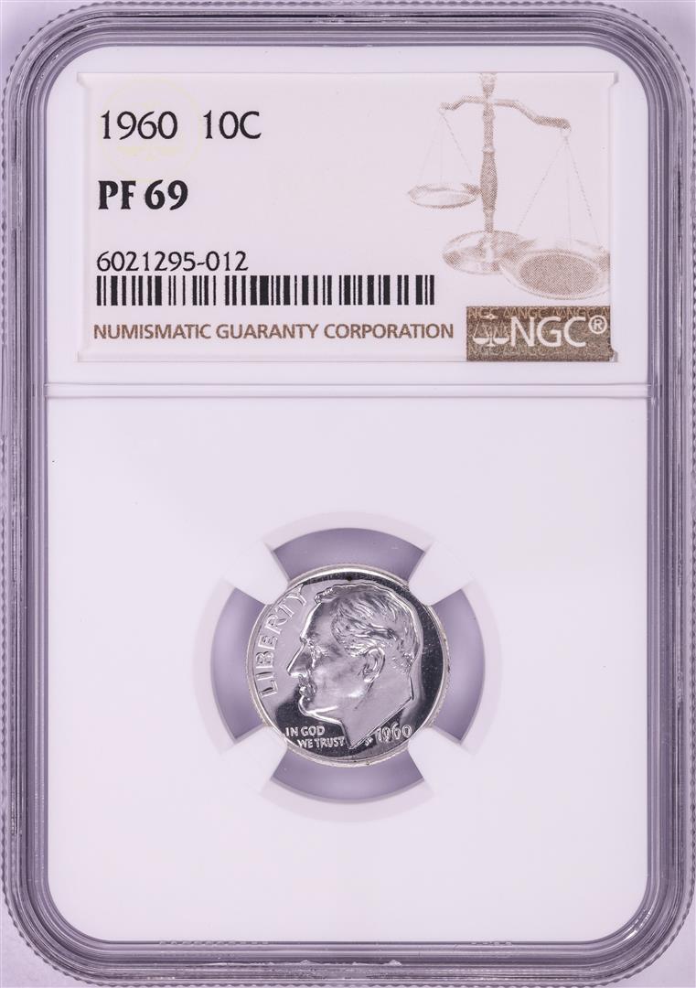 1960 Proof Roosevelt Dime Coin NGC PF69: One 1960 Proof Roosevelt Dime Coin NGC PF69. NGC Certified.