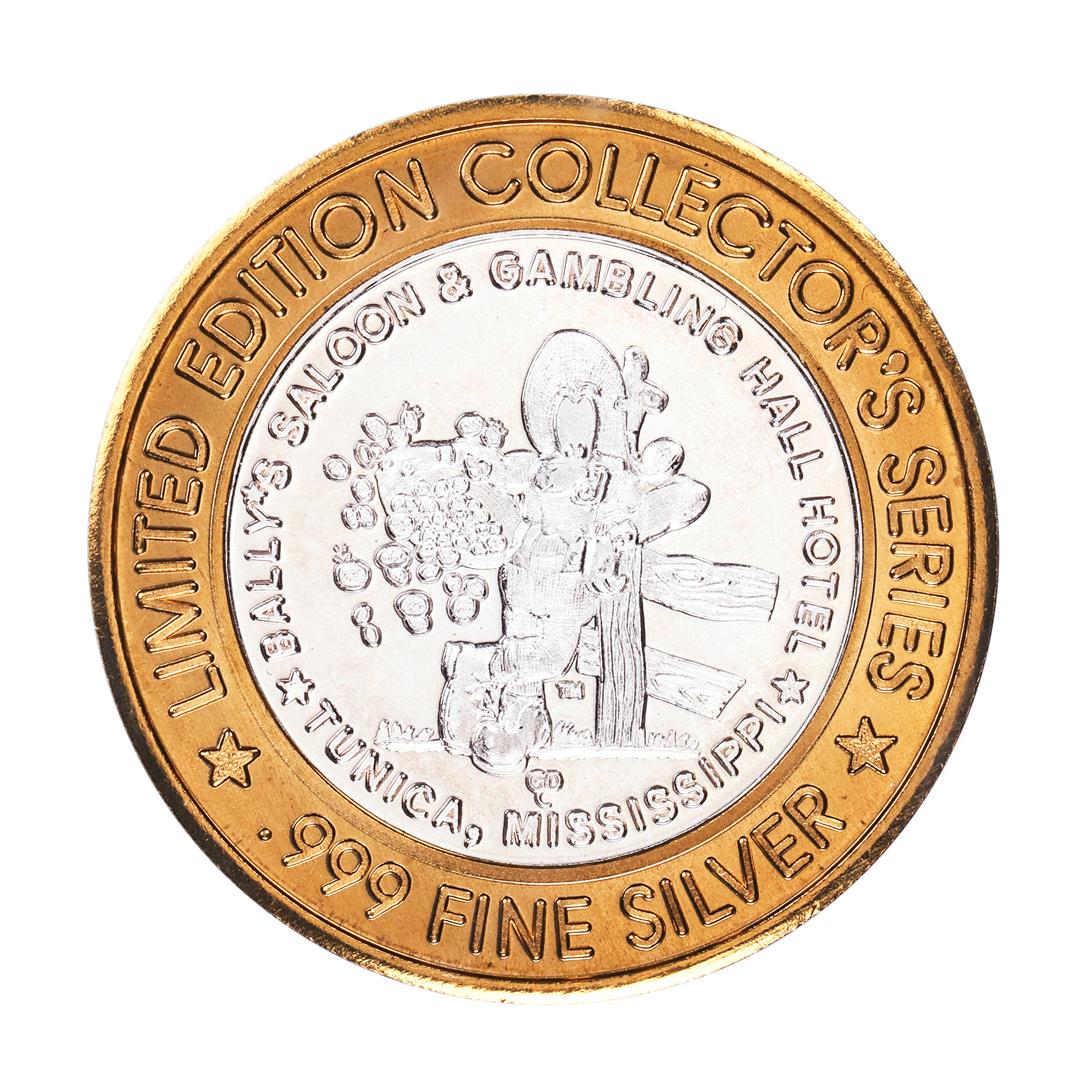 .999 Silver Ballys Saloon & Gambling Hall $10 Casino: One .999 Silver Ballys Saloon & Gambling Hall $10 Casino Gaming Token Limited Edition.