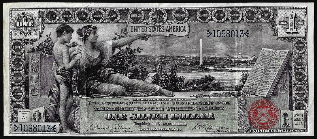 1896 $1 Educational Silver Certificate Note: One 1896 $1 Educational Silver Certificate Note.