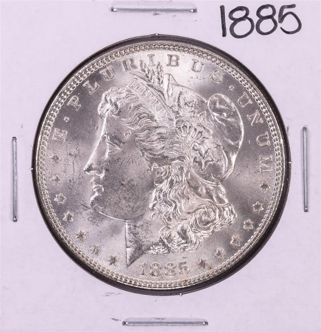 1885 $1 Morgan Silver Dollar Coin: One 1885 $1 Morgan Silver Dollar Coin.