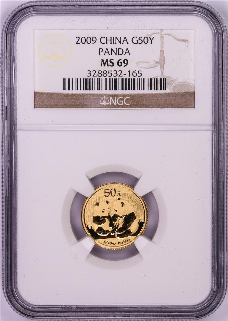 2009 China 50 Yuan Panda 1/10 oz. Gold Coin NGC MS69: One 2009 China 50 Yuan Panda 1/10 oz. Gold Coin NGC MS69. NGC Certified.