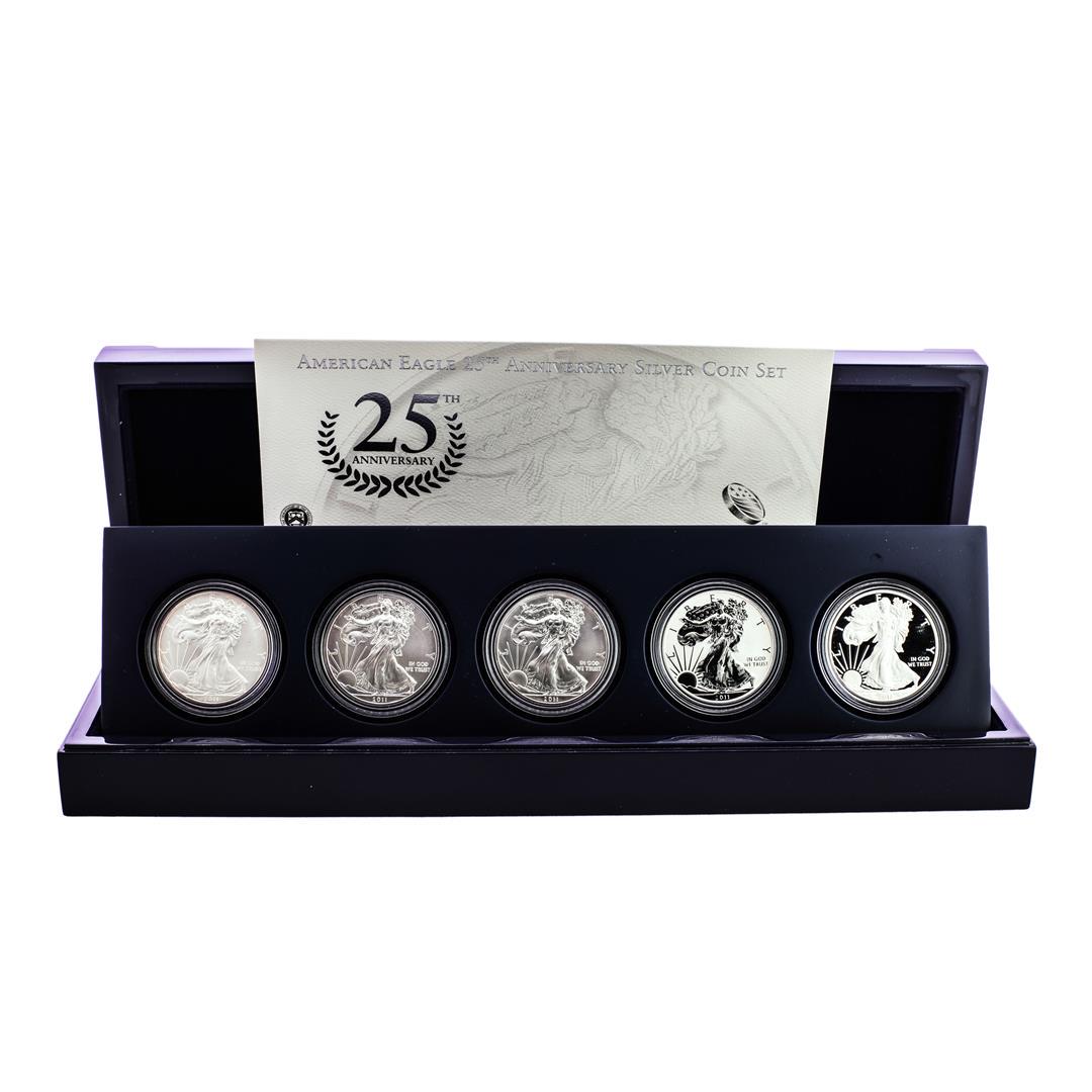 2011 American Silver Eagle 25th Anniversary Coin Set w/: One 2011 American Silver Eagle 25th Anniversary Coin Set w/ Box & COA.