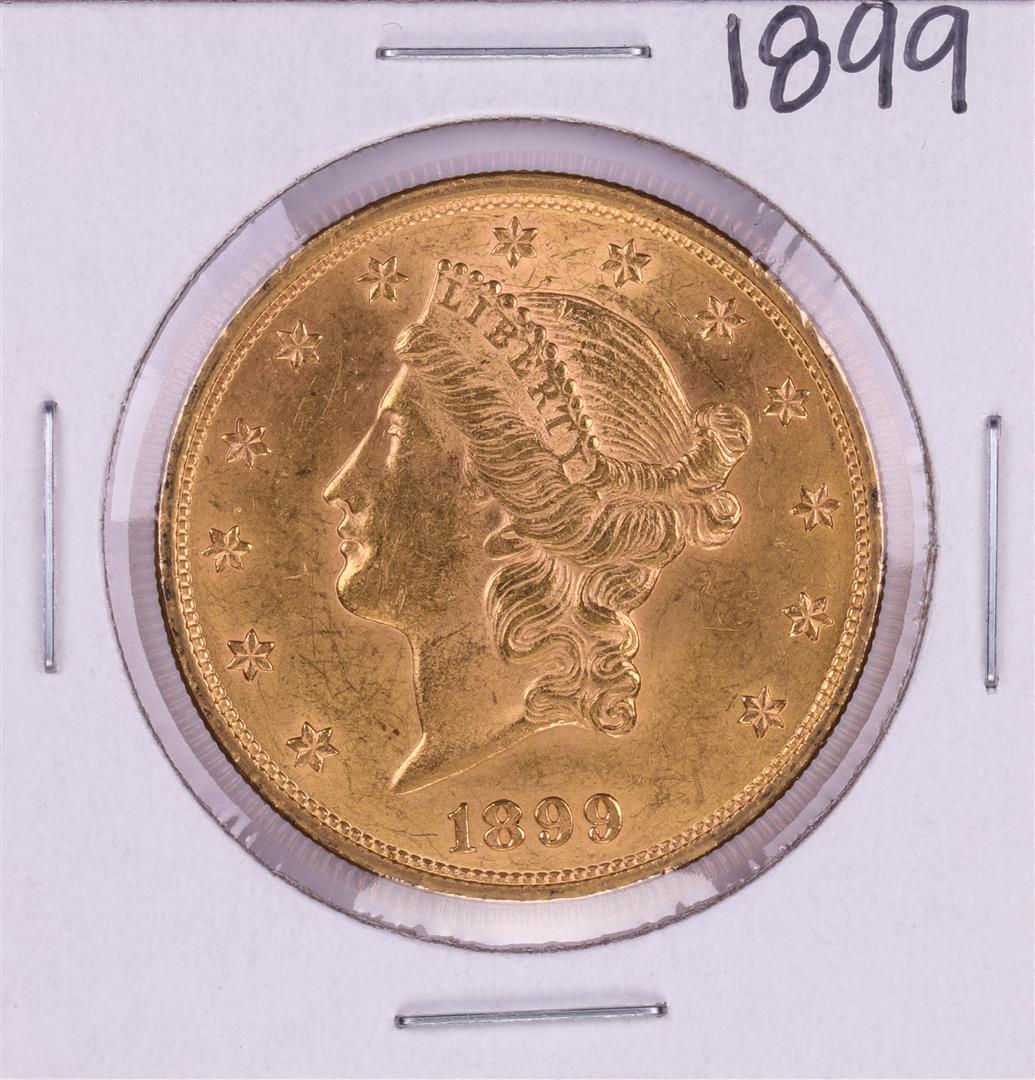 1899 $20 Liberty Head Double Eagle Gold Coin: One 1899 $20 Liberty Head Double Eagle Gold Coin.