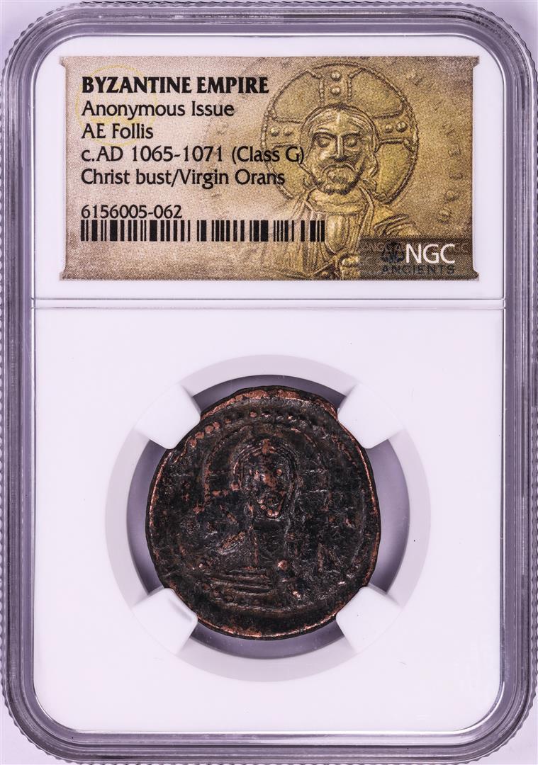 AD 1065-1071 Byzantine Empire AE Follis Ancient Coin: One AD 1065-1071 Byzantine Empire AE Follis Ancient Coin NGC Graded. NGC Certified.