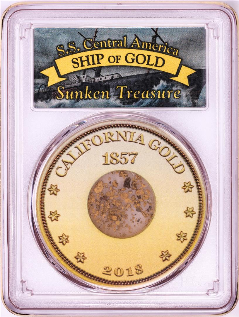 S.S. Central America Sunken Treasure 1857 Pinch: One S.S. Central America Sunken Treasure 1857 Pinch California Gold PCGS Bob Evans Signed. PCGS Graded.