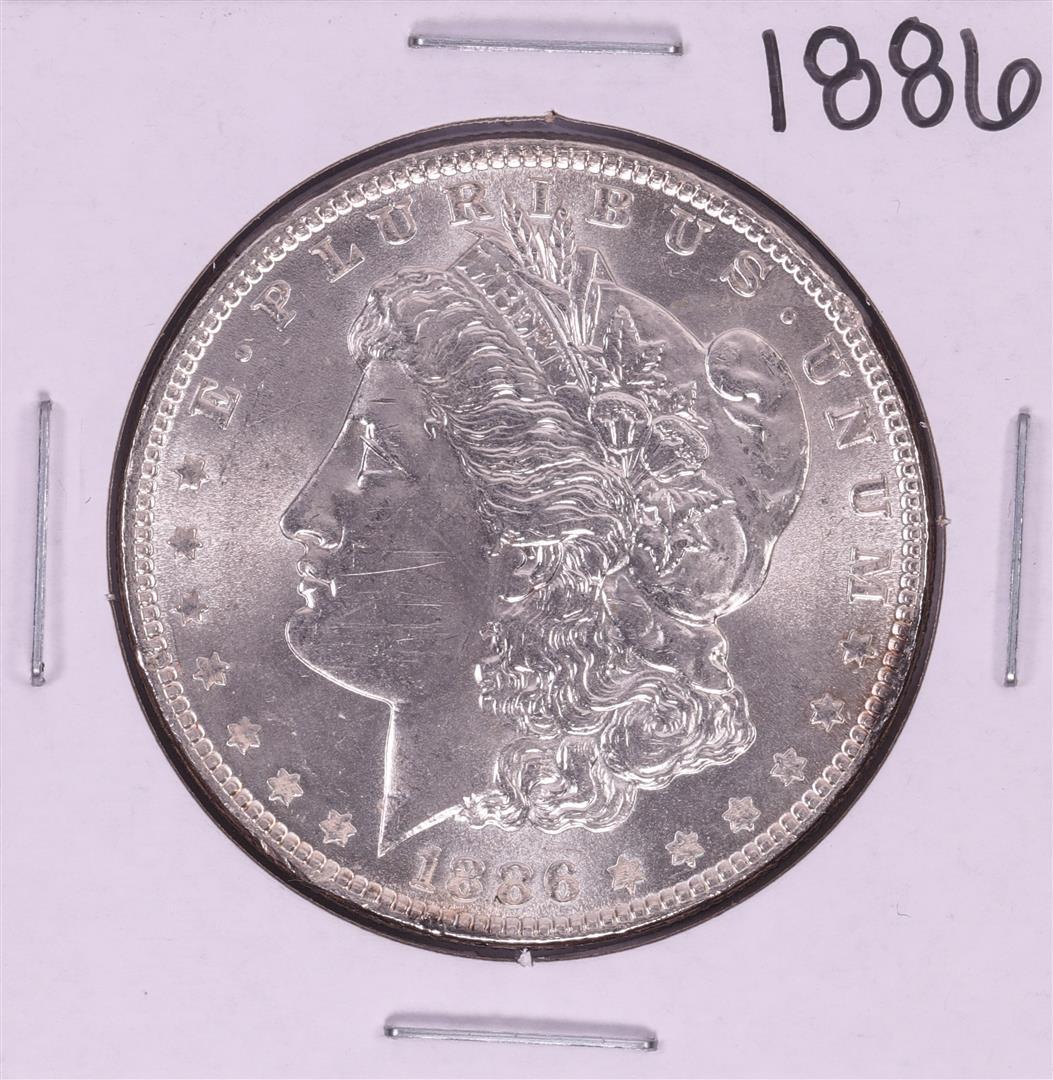 1886 $1 Morgan Silver Dollar Coin: One 1886 $1 Morgan Silver Dollar Coin.