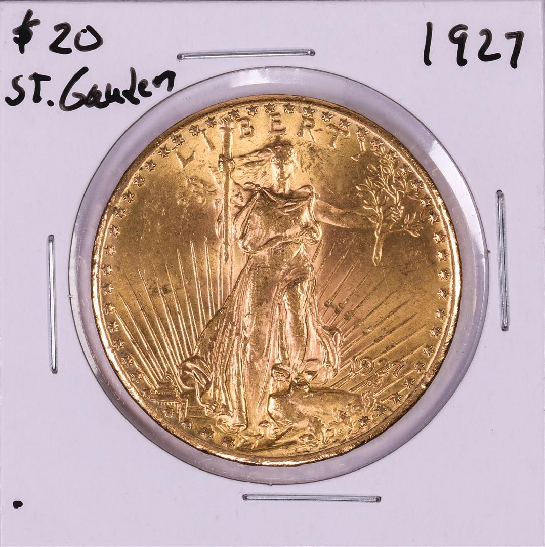 1927 $20 St. Gaudens Double Eagle Gold Coin: One 1927 $20 St. Gaudens Double Eagle Gold Coin.
