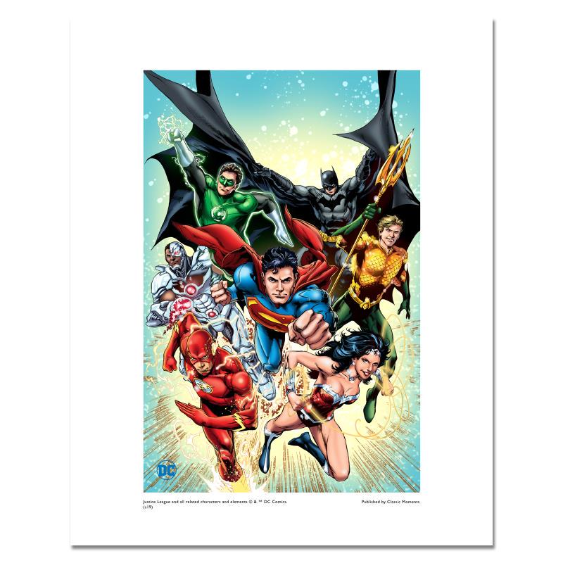 DC Comics "Justice League 2" Limited Edition Giclee On: "Justice League #1" is a limited edition giclee on paper licensed by DC Comics and based on art done by Ivan Reis for the fourth print variant cover of the 2011 comic "Justice League" (The New 52). Th