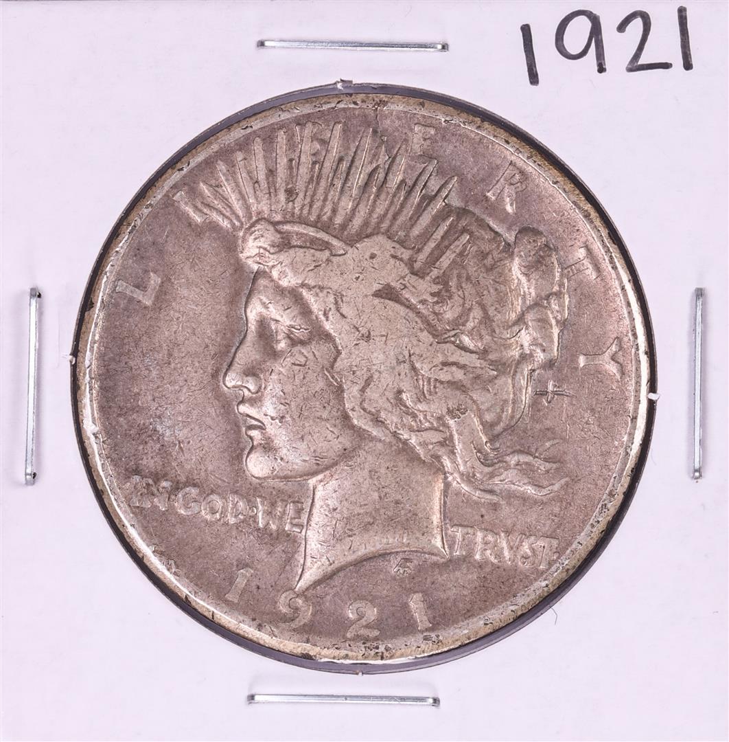1921 $1 Peace Silver Dollar Coin: One 1921 $1 Peace Silver Dollar Coin.
