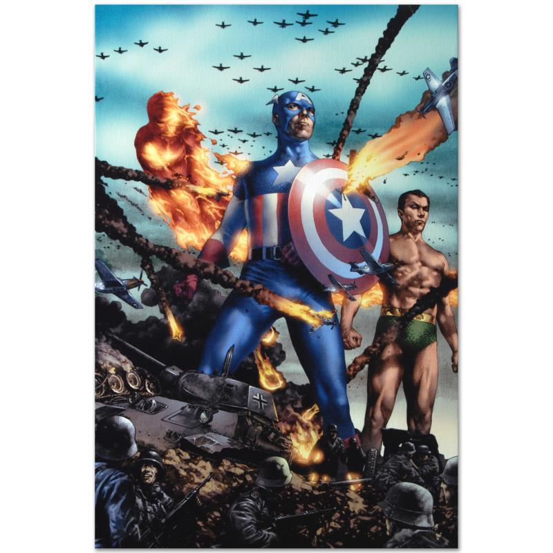 Marvel Comics "Giant-Size Invaders #2" Limited Edition: A piece of comic book history, this limited edition, from original art by Jay Anacleto, depicts the giant trio of Captain America, Namor and Human Torch. Efren "Jay" Anacleto is best known for his hig